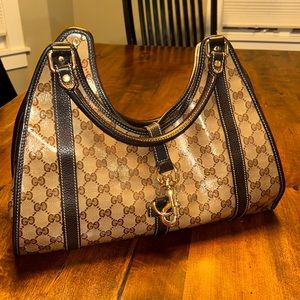 Gucci 26599 Crystal Monogram Medium Dark Brown Joy Shoulder bag